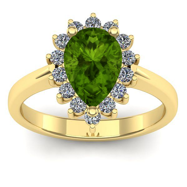 Inel de logodna cu peridot lacrima