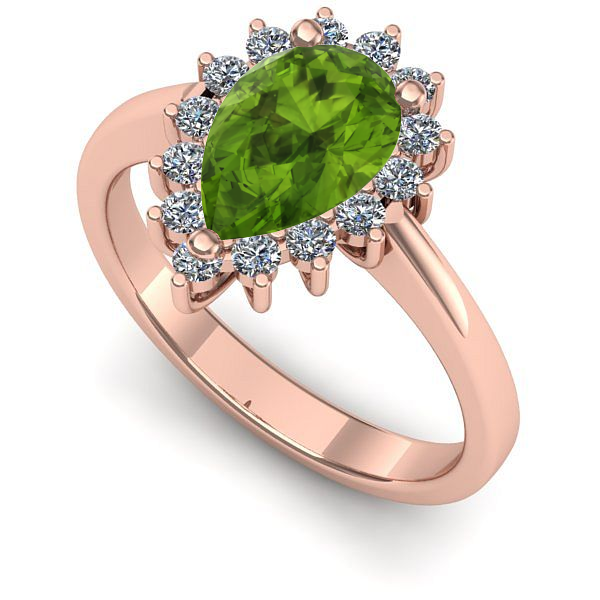 Inel logodna din aur roz cu peridot