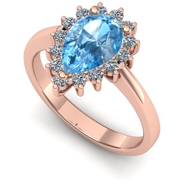 Inel de logodna din aur roz cu topaz blue
