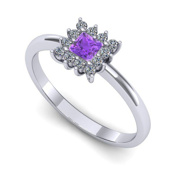 Inel de logodna din aur alb cu ametist
