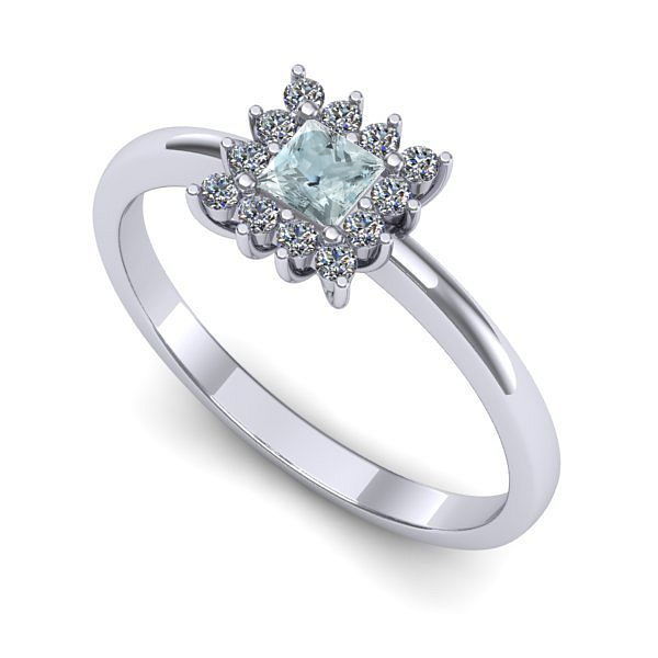 Inel de logodna din aur alb cu aquamarin