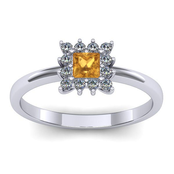 Inel cu citrin patrat