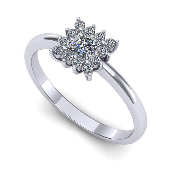 Inel logodna din aur alb cu diamant