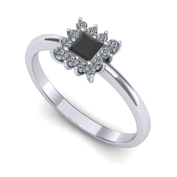 Inel din aur alb cu diamant negru