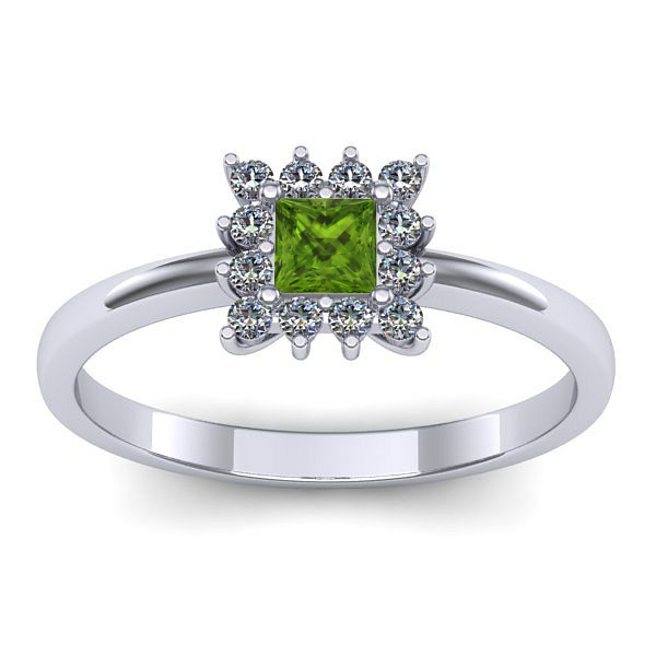 Inel de logodna cu peridot patrat