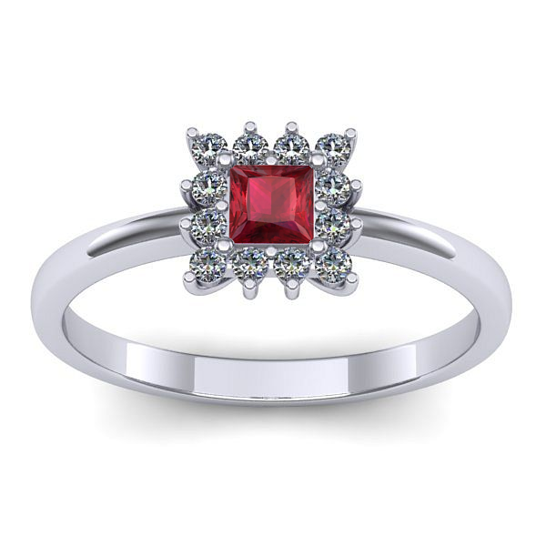 Inel de logodna cu rubin patrat