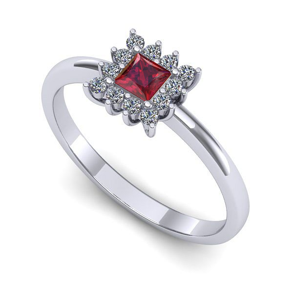 Inel logodna din aur alb cu rubin