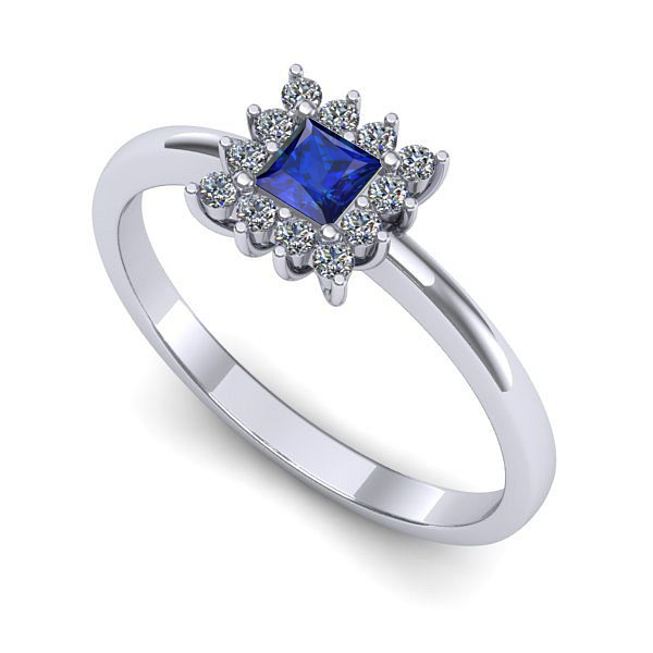 Inel logodna din aur alb cu safir