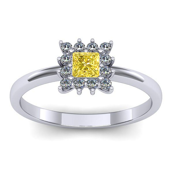 Inel logodna cu safir galben patrat