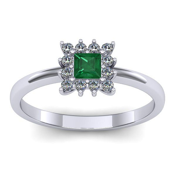 Inel de logodna cu smarald patrat