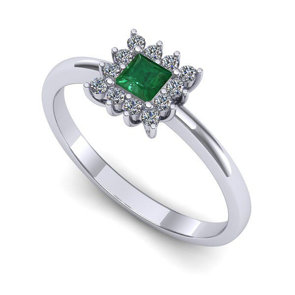 Inel din aur alb cu smarald