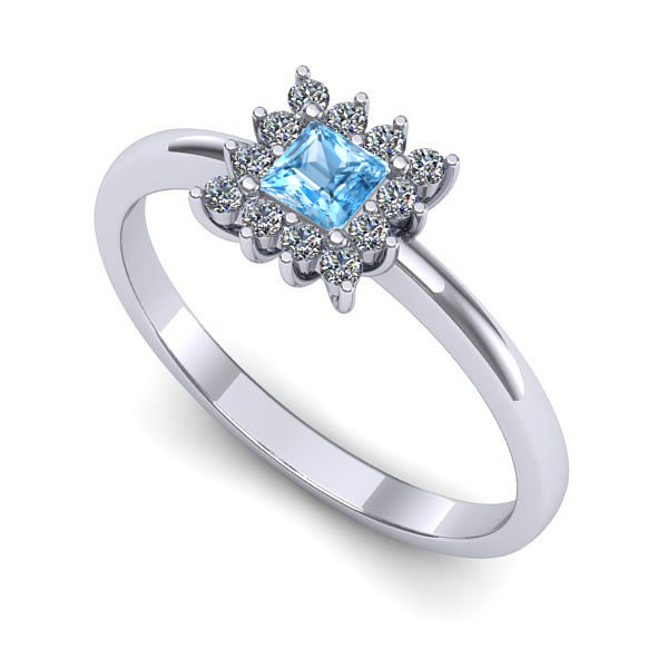 Inel din aur alb cu topaz blue