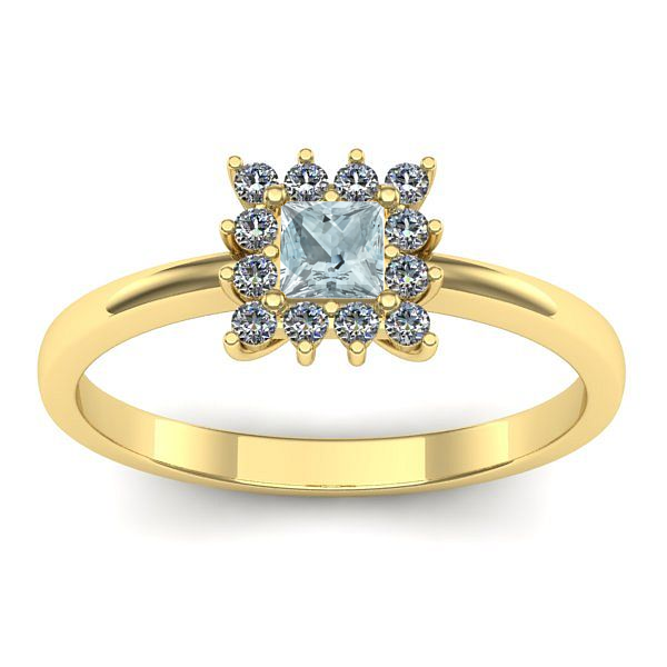 Inel cu aquamarin patrat