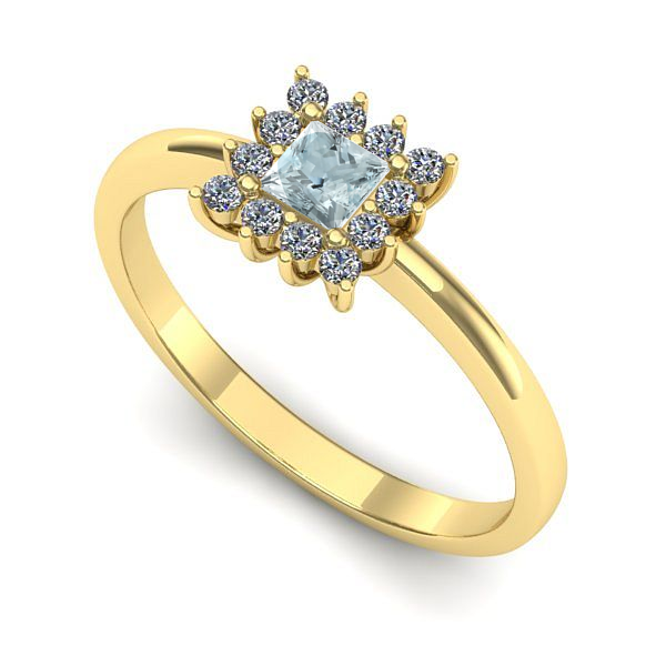 Inel din aur galben cu aquamarin
