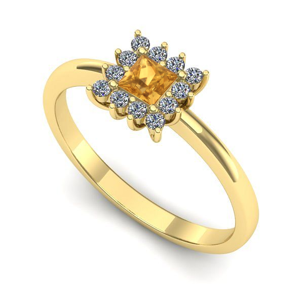 Inel de logodna din aur galben cu citrin