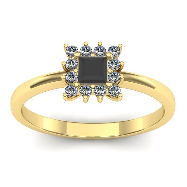 Inel de logodna cu diamant negru patrat