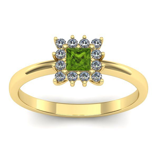 Inel de logodna cu peridot patrat