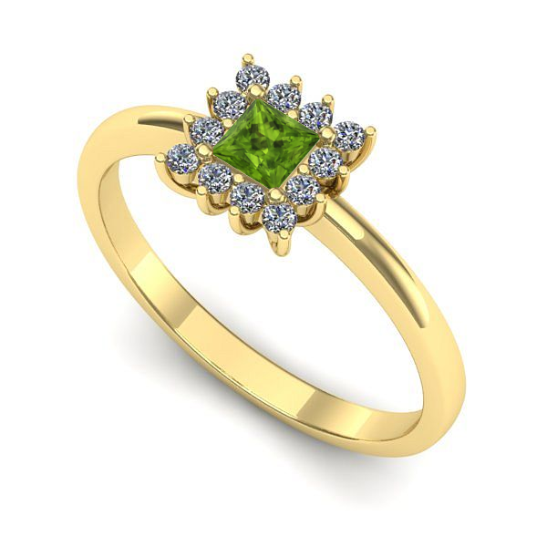 Inel logodna din aur galben cu peridot