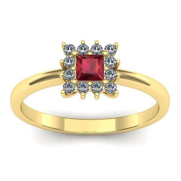 Inel logodna cu rubin patrat