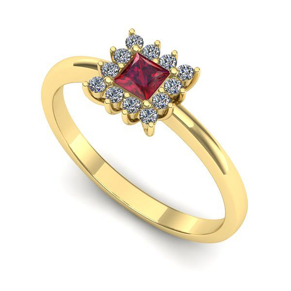 Inel de logodna din aur galben cu rubin