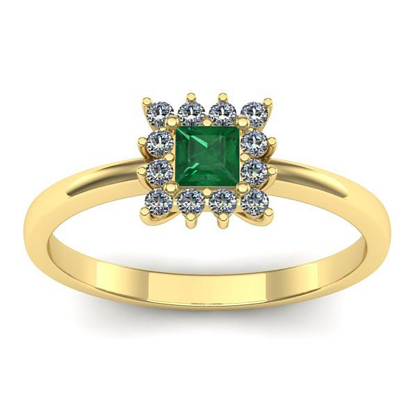 Inel logodna cu smarald patrat