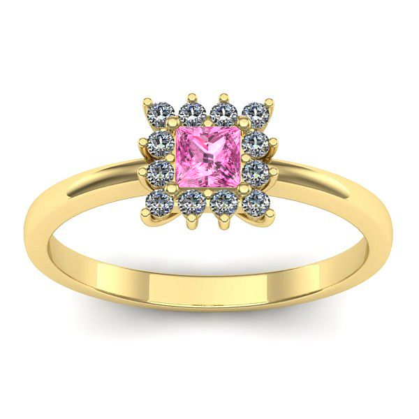 Inel logodna cu safir roz patrat