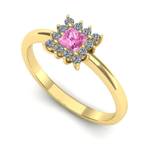 Inel de logodna din aur galben cu safir roz