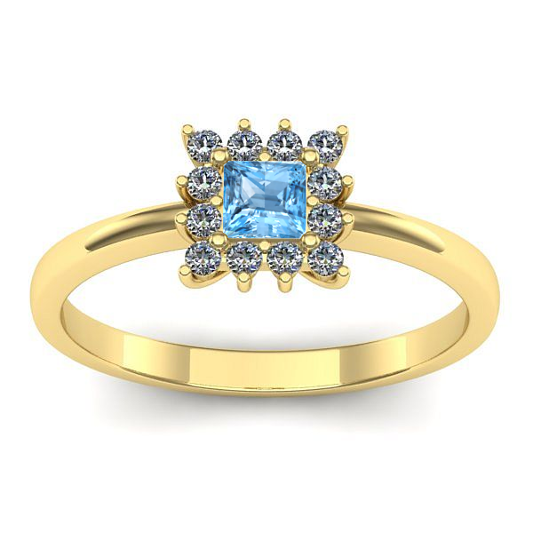 Inel logodna cu topaz blue patrat
