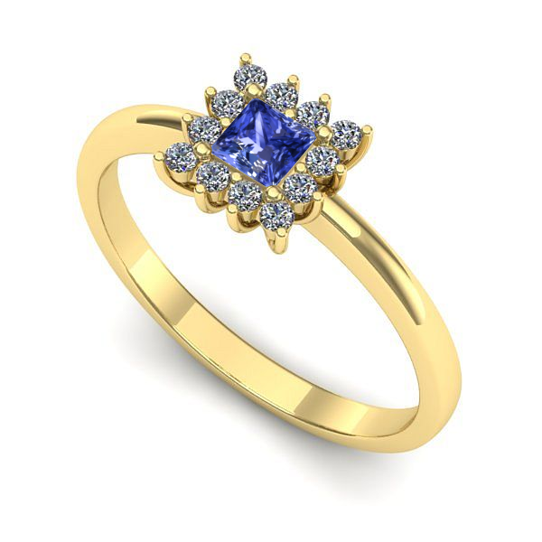 Inel de logodna din aur galben cu tanzanit