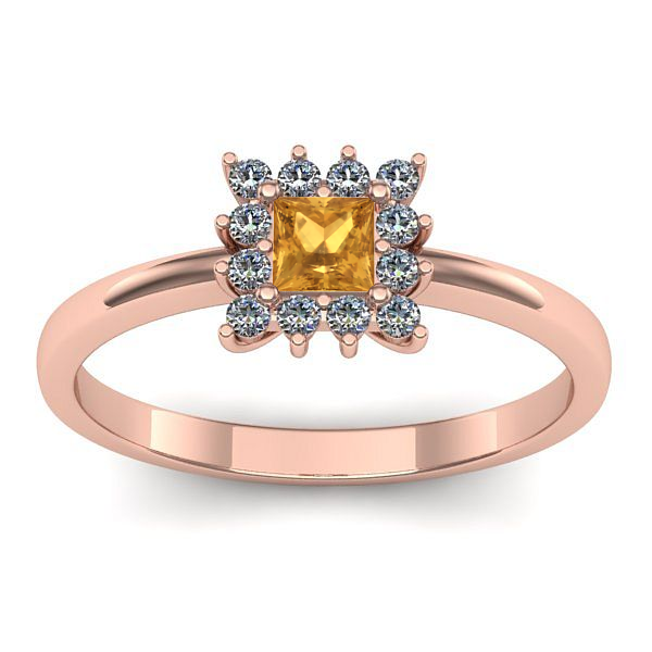 Inel logodna cu citrin patrat