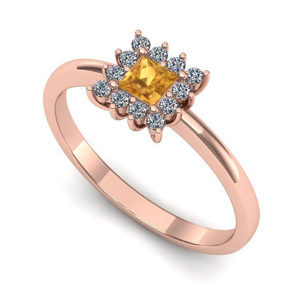 Inel din aur roz cu citrin