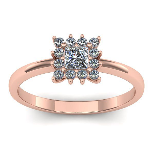 Inel cu diamant patrat