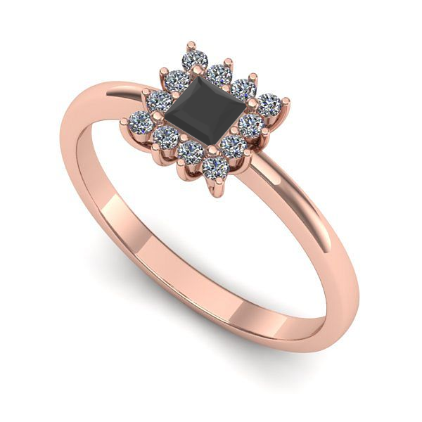 Inel logodna din aur roz cu diamant negru