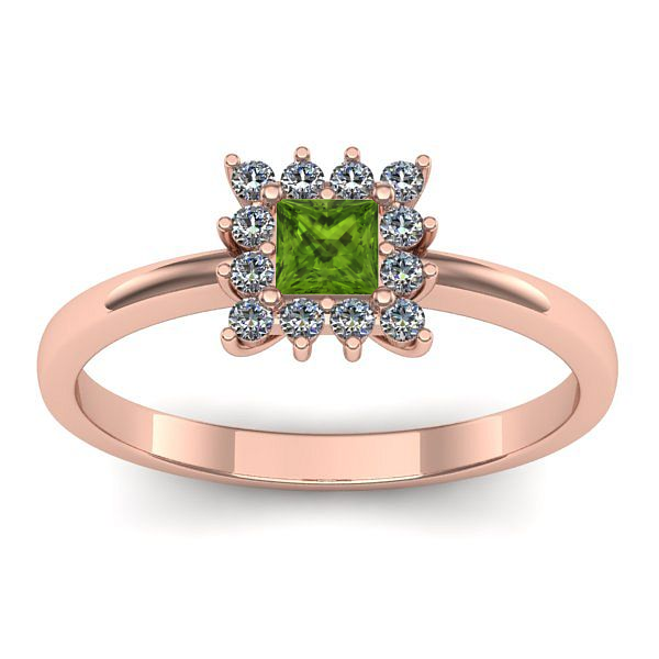 Inel de logodna cu peridot patrat