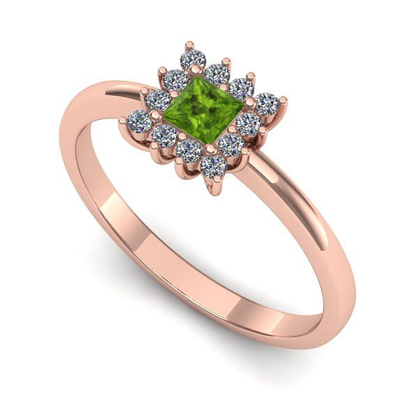 Inel din aur roz cu peridot