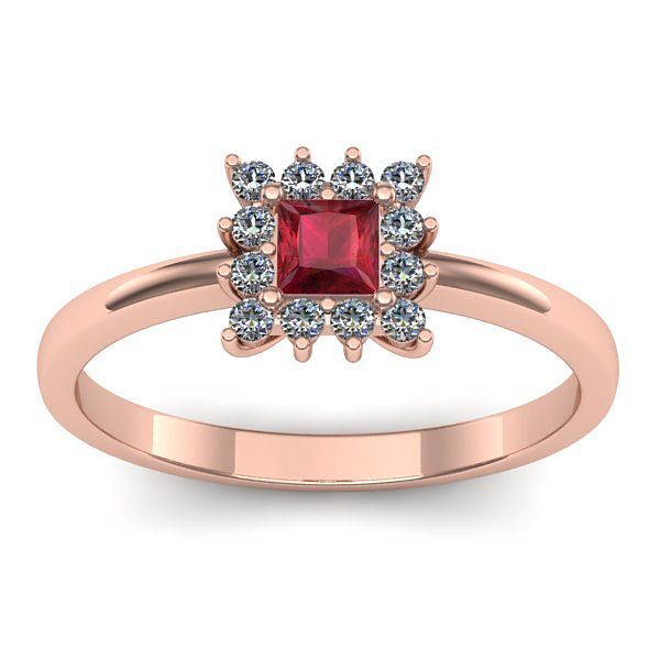 Inel logodna cu rubin patrat