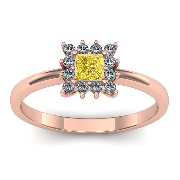 Inel logodna cu safir galben patrat