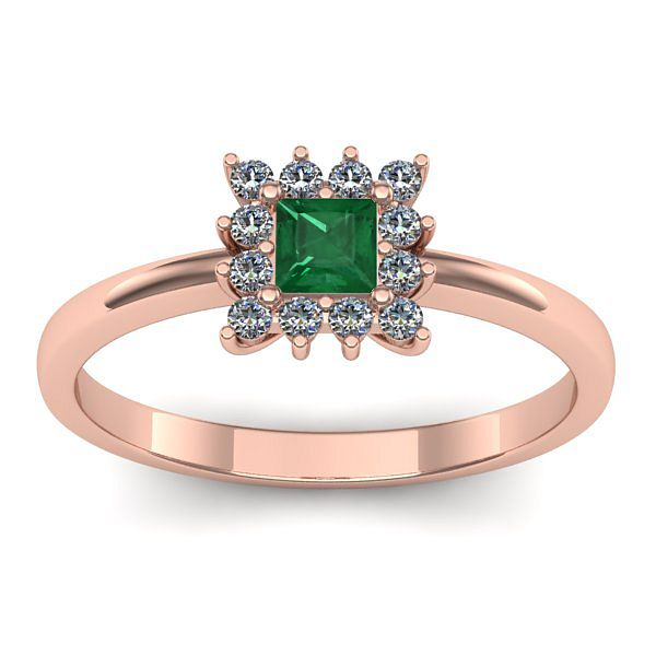 Inel logodna cu smarald patrat