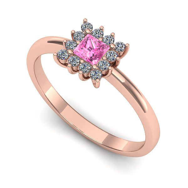 Inel din aur roz cu safir roz