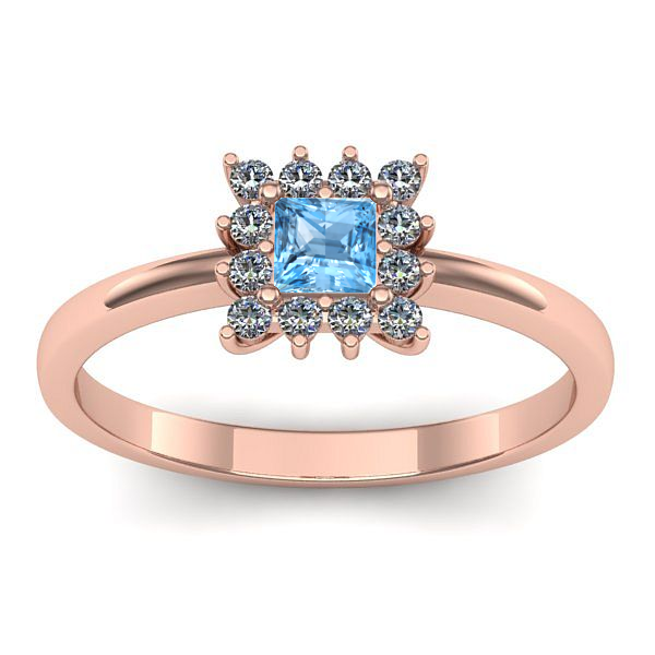 Inel logodna cu topaz blue patrat