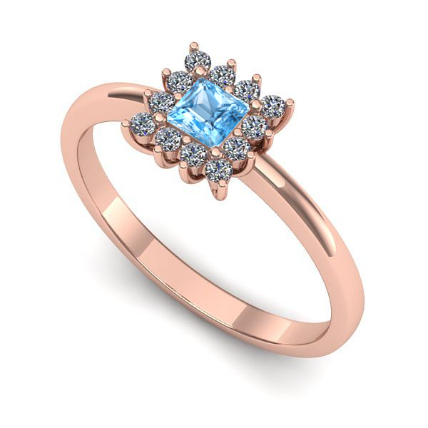 Inel logodna din aur roz cu topaz blue