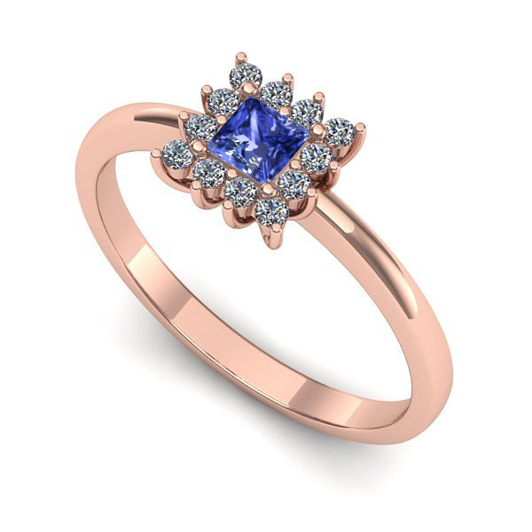 Inel din aur roz cu tanzanit