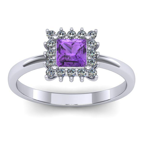 Inel de logodna cu ametist patrat