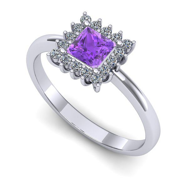 Inel de logodna din aur alb cu ametist