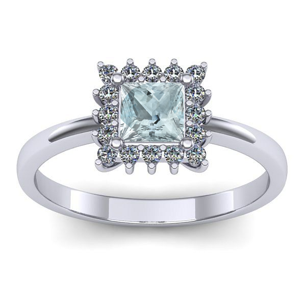 Inel cu aquamarin patrat