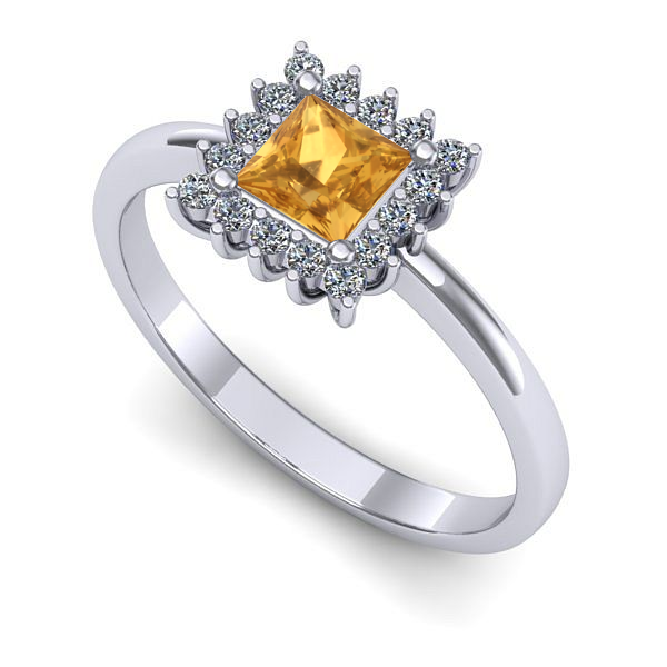 Inel de logodna din aur alb cu citrin