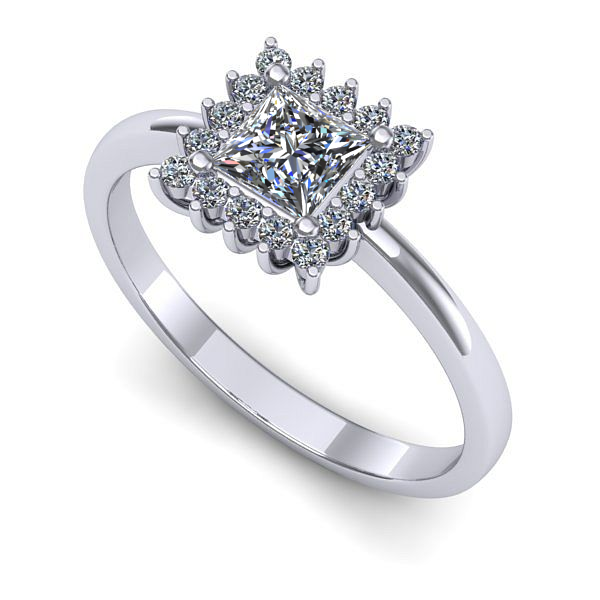 Inel logodna din aur alb cu diamant