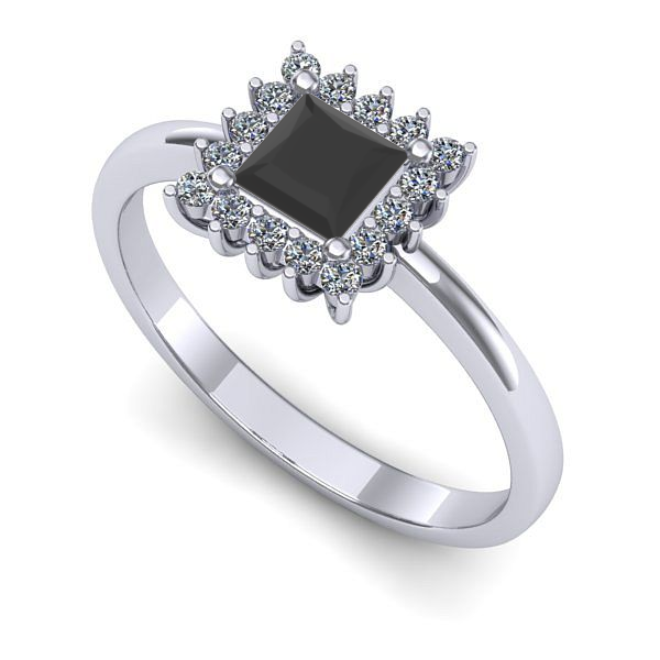 Inel logodna din aur alb cu diamant negru