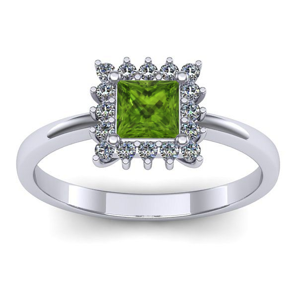 Inel logodna cu peridot patrat