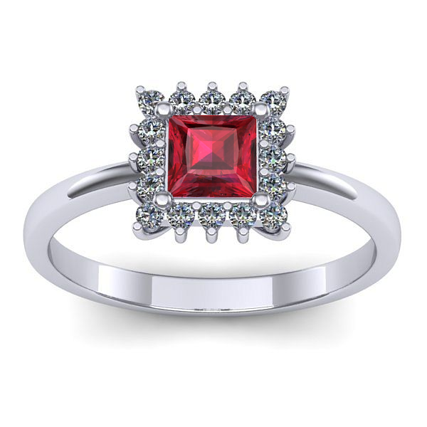 Inel de logodna cu rubin patrat